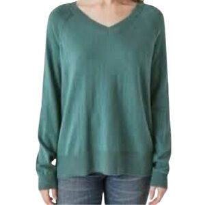 Lucky Brand Women’s' V-Neck Sweater Green V-Neck Sweater Size L